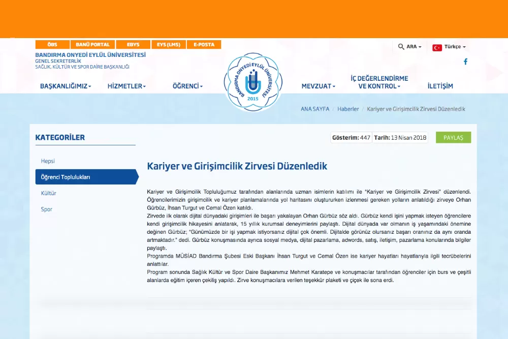 bandırma üniversitesi girişimcilik zirvesi